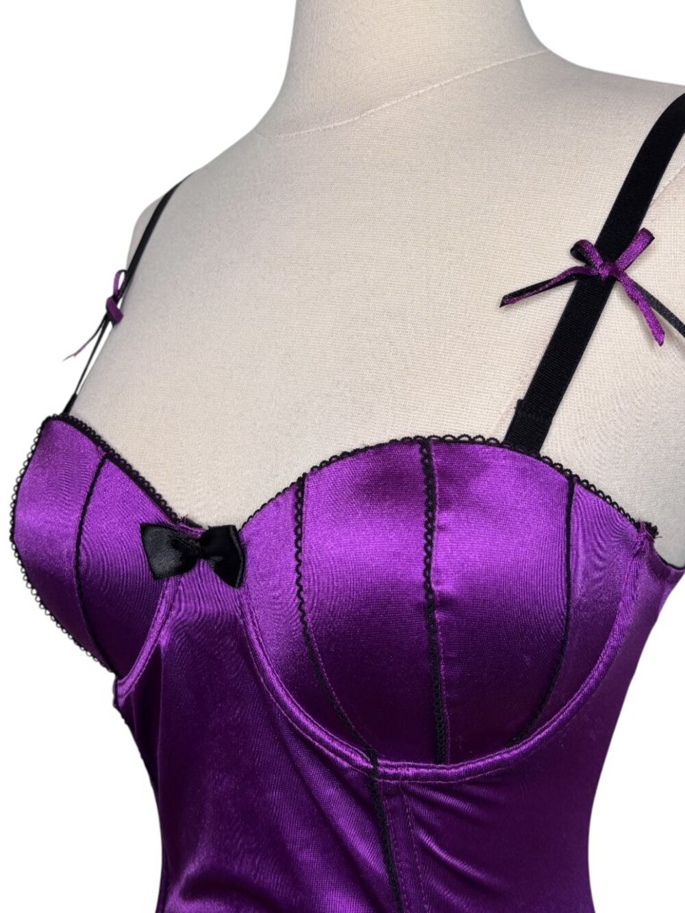 Morbid Threads Y2K Purple Satin Underwire Push Up Bows Corset Top Size 34C - Picture 7 of 12